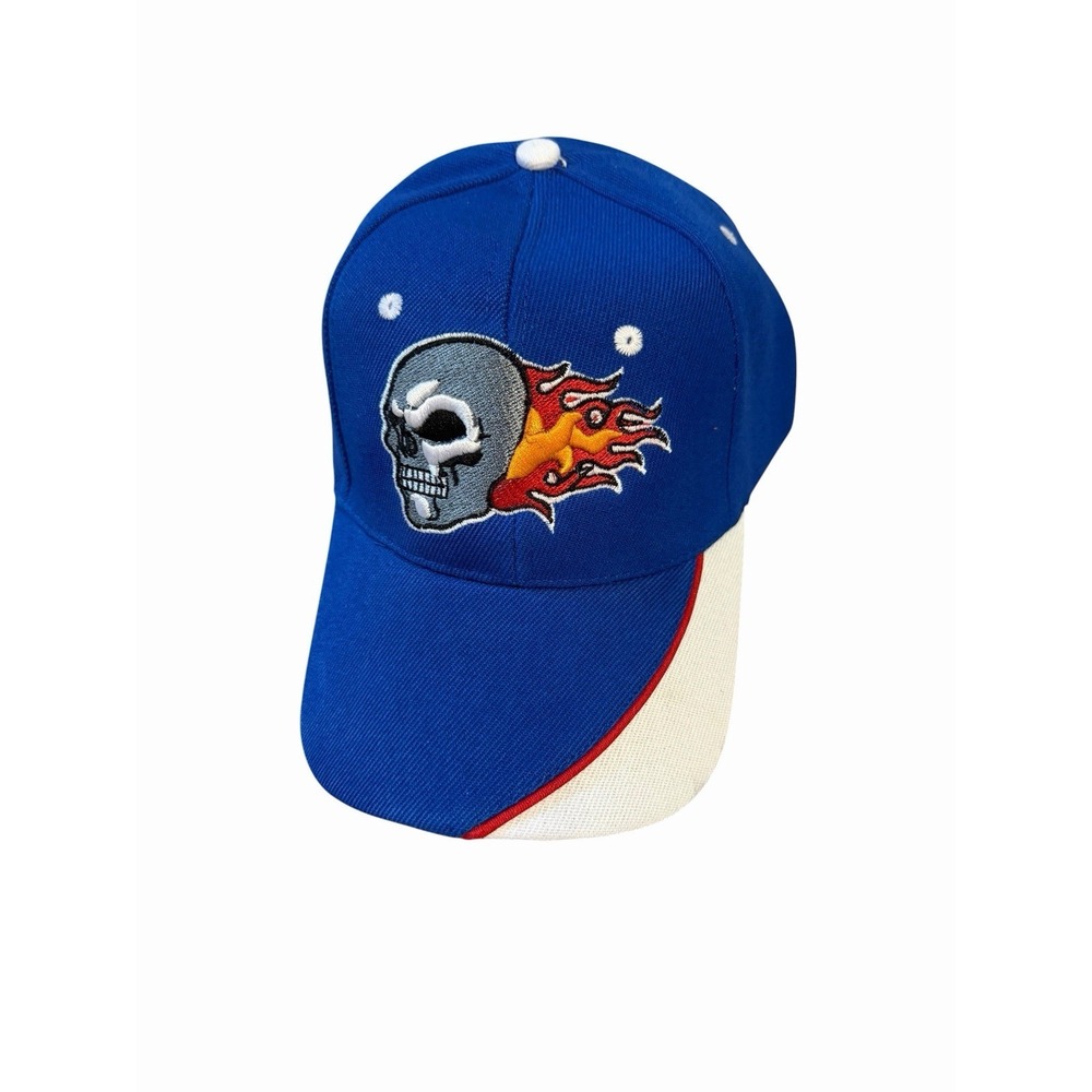 New Men's Baseball Trucker Adjustable Hat SKULL FLAMES blue white grey red orang